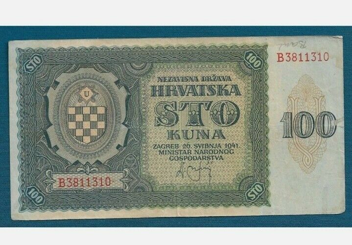 Croatian Banknotes (wwii) - 100 Kuna 1941-ndh Was Yugoslavia Germany Hrvatska